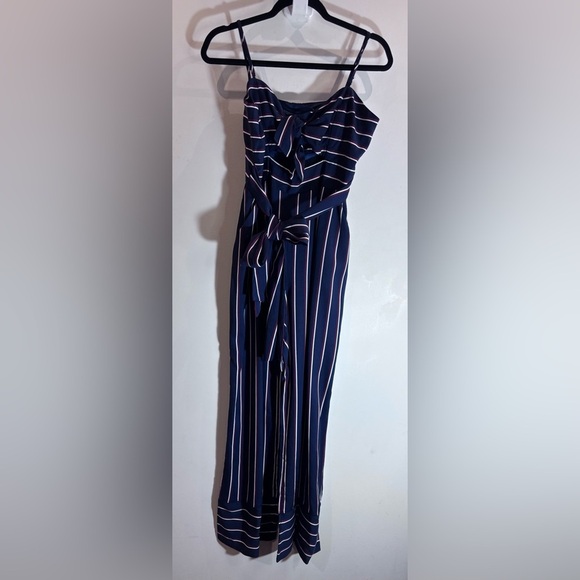 BARDOT Sz 8 Medium Jumpsuit Wide Leg Front Bow Spaghetti Straps Zipper Closure - Picture 2 of 14